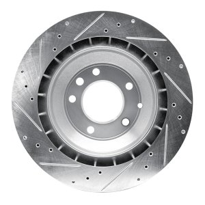 Porsche Cayenne Brake Rotor (1) - Rear Left - R1 Concepts - Drilled & Slotted - Silver - `05-`18